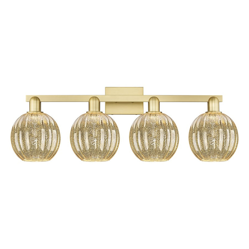 Innovations Preston 4Lt 36" Globe Bath Light, Gold/Mercury - 716-4W-SG-G458-7ME