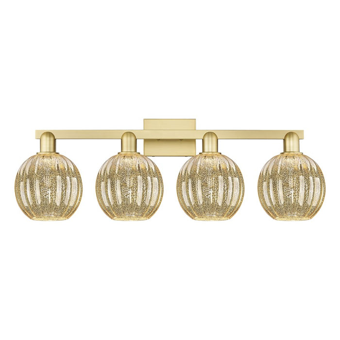 Innovations Preston 4Lt 36" Globe Bath Light, Gold/Mercury - 716-4W-SG-G458-7ME
