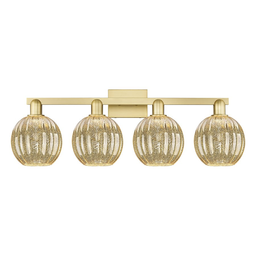 Innovations Preston 4Lt 36" Globe Bath Light, Gold/Mercury - 716-4W-SG-G458-7ME