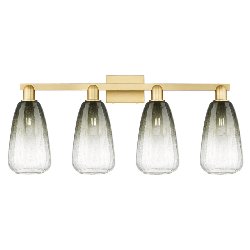 Innovations Brookhaven Almond 33in 4-Light Bath Vanity Light | Industrial Satin Gold Steel and Slate Glass | Bathroom Vanity | Model 716-4W-SG-G480-6SL