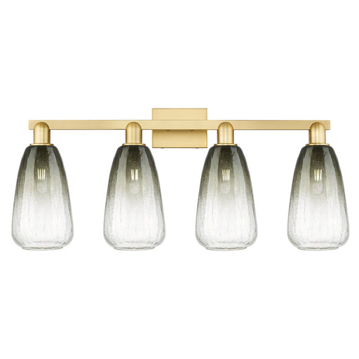 Innovations Brookhaven Almond 33in 4-Light Bath Vanity Light | Industrial Satin Gold Steel and Slate Glass | Bathroom Vanity | Model 716-4W-SG-G480-6SL
