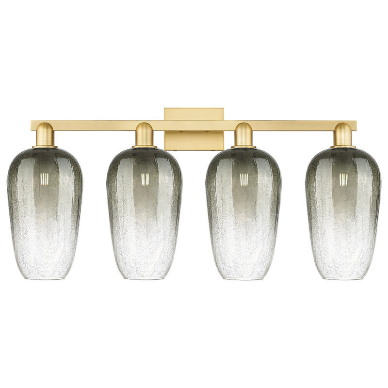 Innovations Brookhaven Flute 34in 4-Light Bath Vanity Light | Industrial Satin Gold Steel and Slate Glass | Bathroom Vanity | Model 716-4W-SG-G484-7SL