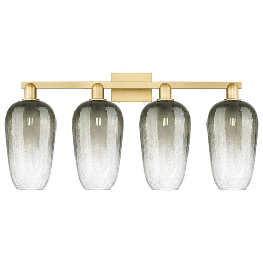 Innovations Brookhaven Flute 34in 4-Light Bath Vanity Light | Industrial Satin Gold Steel and Slate Glass | Bathroom Vanity | Model 716-4W-SG-G484-7SL