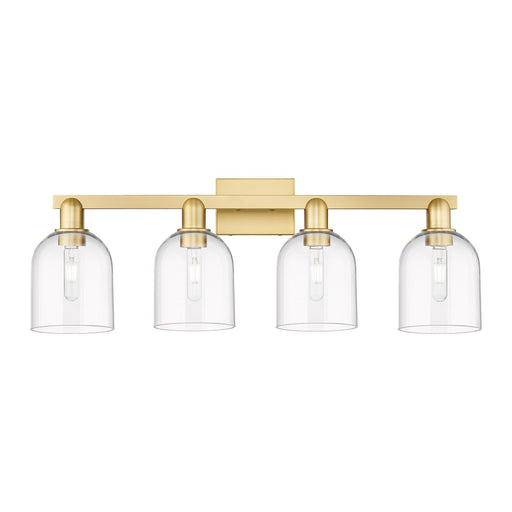 Innovations Bella 33in 4-Light Bath Vanity Light | Industrial Satin Gold Steel and Clear Glass | Bathroom Vanity | Model 716-4W-SG-G558-6CL