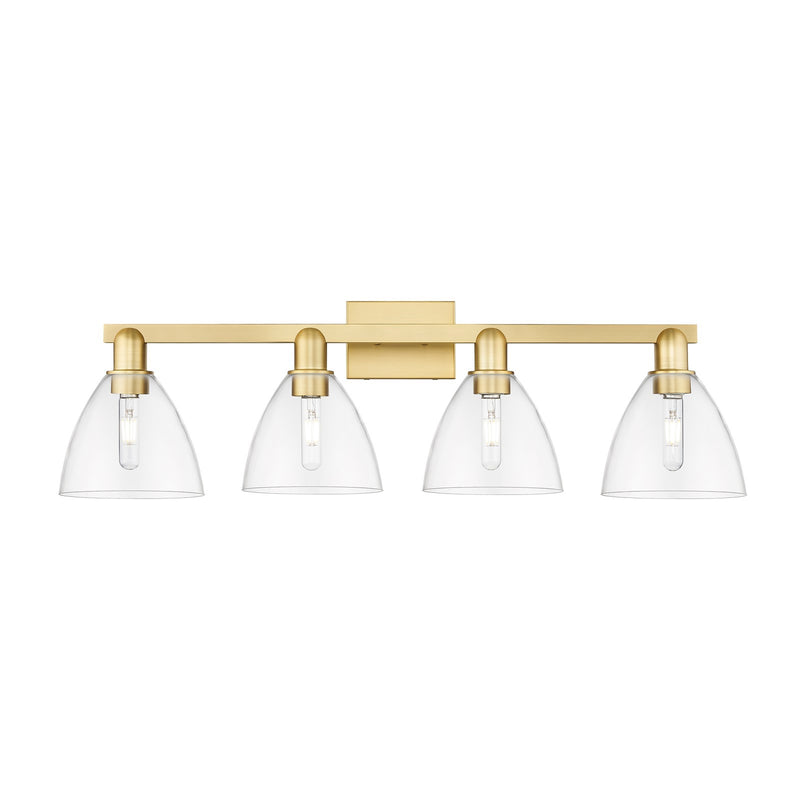 Innovations Bristol 35in 4-Light Bath Vanity Light | Industrial Satin Gold Steel and Clear Glass | Bathroom Vanity | Model 716-4W-SG-GBD-752