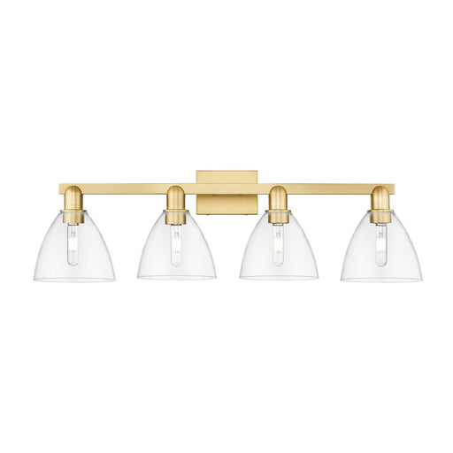 Innovations Bristol 35in 4-Light Bath Vanity Light | Industrial Satin Gold Steel and Clear Glass | Bathroom Vanity | Model 716-4W-SG-GBD-752