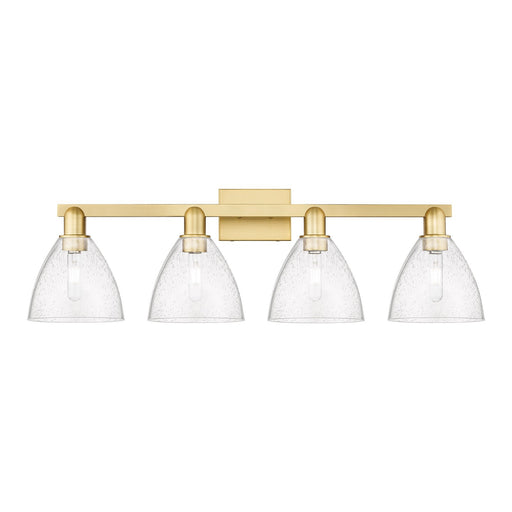 Innovations Bristol 35in 4-Light Bath Vanity Light | Industrial Satin Gold Steel and Seedy Glass | Bathroom Vanity | Model 716-4W-SG-GBD-754