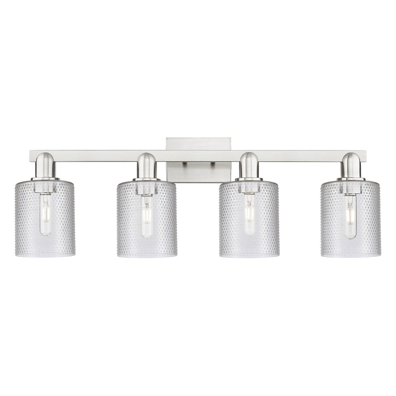 Innovations Cobbleskill 32in 4-Light Bath Vanity Light | Industrial Brushed Satin Nickel and Clear Glass | Bathroom Vanity | Model 716-4W-SN-G112