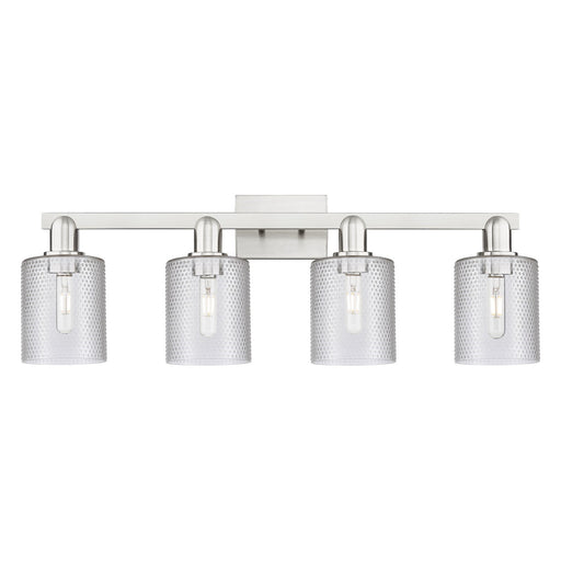 Innovations Cobbleskill 32in 4-Light Bath Vanity Light | Industrial Brushed Satin Nickel and Clear Glass | Bathroom Vanity | Model 716-4W-SN-G112