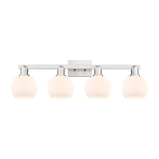 Innovations Athens 33in 4-Light Bath Vanity Light | Industrial Brushed Satin Nickel and Matte White Glass | Bathroom Vanity | Model 716-4W-SN-G121-6