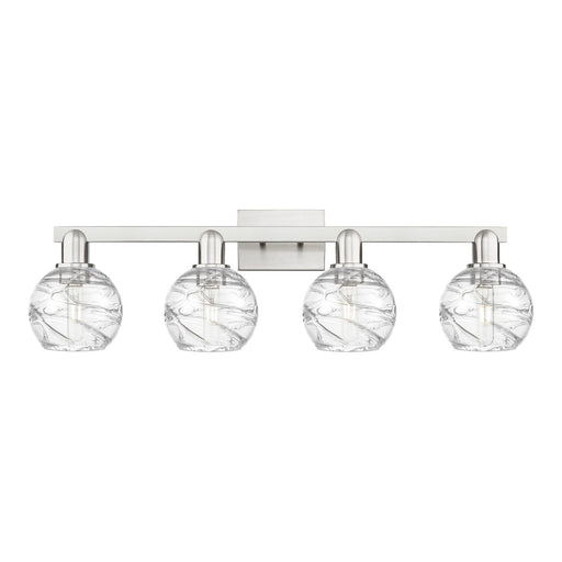 Innovations Athens Deco Swirl 36in 4-Light Bath Vanity | Industrial Brushed Satin Nickel and Clear Deco Swirl Glass | Bathroom | Model 716-4W-SN-G1213-6CL