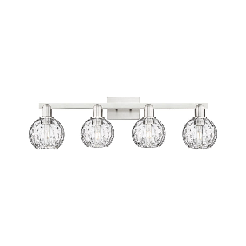 Innovations Athens Water Glass 33in 4-Light Bath Vanity | Industrial Brushed Satin Nickel and Clear Glass | Bathroom Vanity | Model 716-4W-SN-G1215-6
