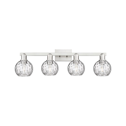 Innovations Athens Water Glass 33in 4-Light Bath Vanity | Industrial Brushed Satin Nickel and Clear Glass | Bathroom Vanity | Model 716-4W-SN-G1215-6
