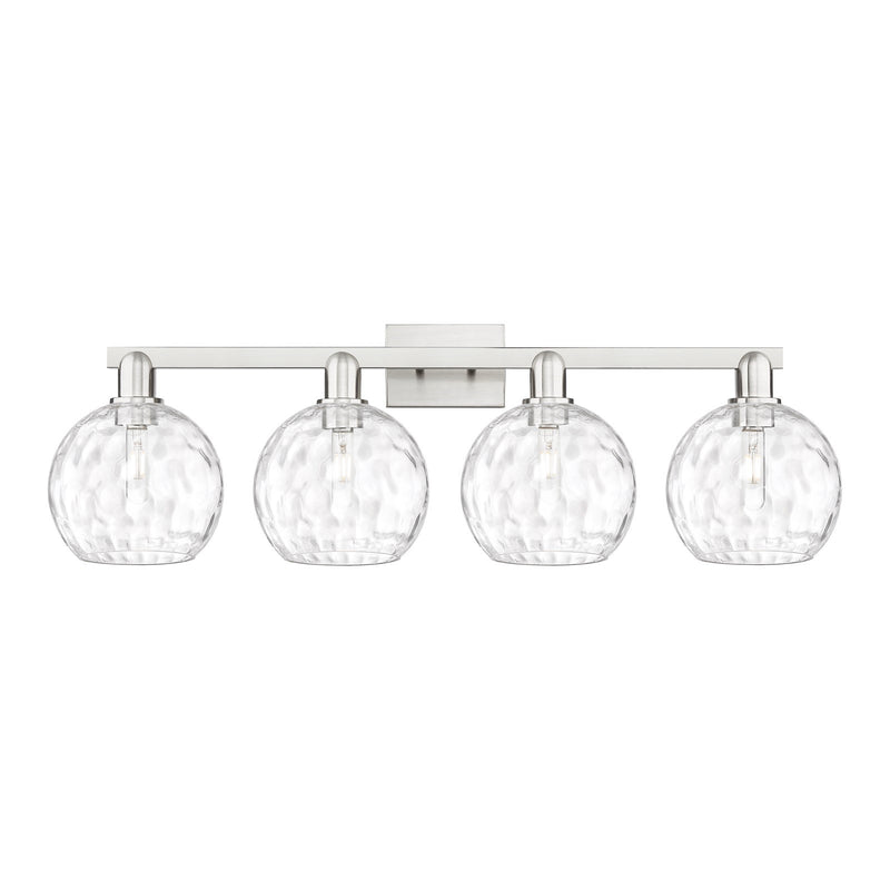 Innovations Athens Water Glass 35in 4-Light Bath Vanity Light | Industrial Brushed Satin Nickel and Clear Glass | Bathroom | Model 716-4W-SN-G1215-8