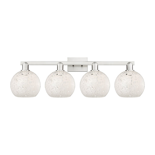 Innovations Lighting Arcadia 35in 4-Light Bath Vanity Light | Industrial Brushed Satin Nickel and White Mouchette Glass | Model 716-4W-SN-G1216-8WM