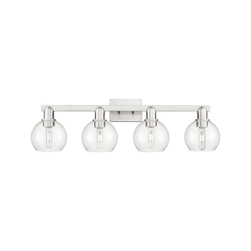 Innovations Athens 33in 4-Light Bath Vanity Light | Industrial Brushed Satin Nickel and Clear Glass | Bathroom Vanity & Powder | Model 716-4W-SN-G122-6