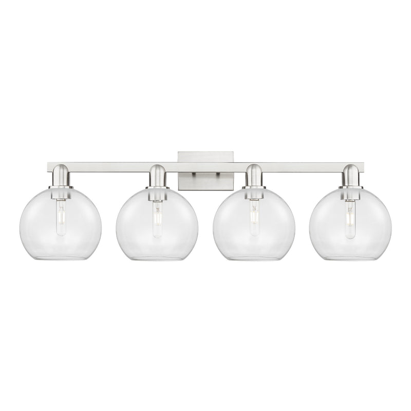 Innovations Athens 35in 4-Light Bath Vanity Light | Industrial Brushed Satin Nickel and Clear Glass | Bathroom Vanity | Model 716-4W-SN-G122-8