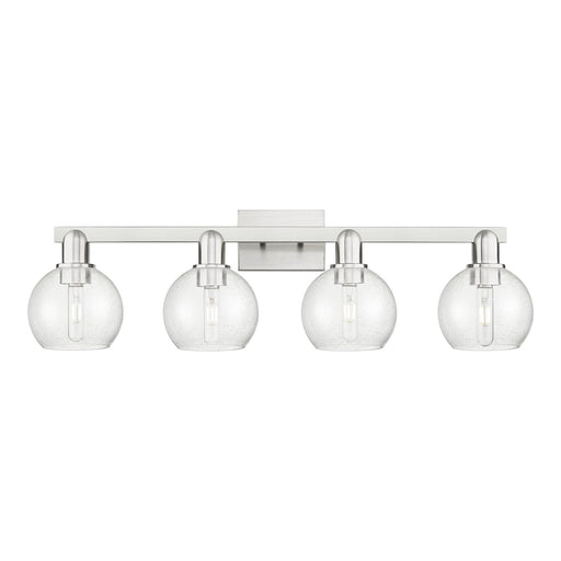 Innovations Athens 33in 4-Light Bath Vanity | Industrial Brushed Satin Nickel and Seedy Glass | Bathroom Vanity Light | Model 716-4W-SN-G124-6