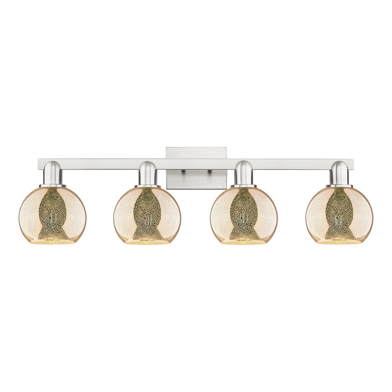 Innovations Athens 33in 4-Light Bath Vanity Light | Industrial Brushed Satin Nickel and Mercury Glass | Bathroom Vanity | Model 716-4W-SN-G128-6