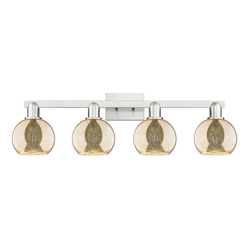 Innovations Athens 33in 4-Light Bath Vanity Light | Industrial Brushed Satin Nickel and Mercury Glass | Bathroom Vanity | Model 716-4W-SN-G128-6