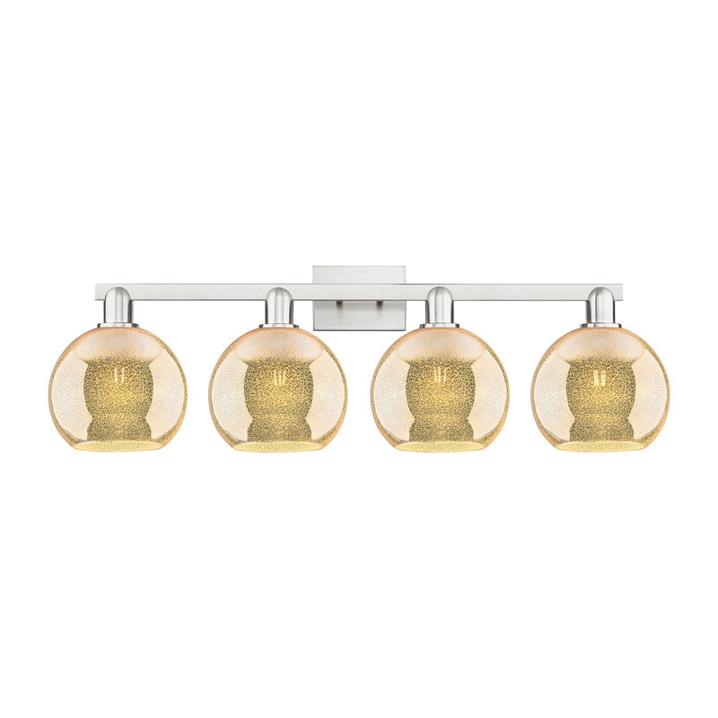 Innovations Athens 35in 4-Light Bath Vanity Light | Industrial Brushed Satin Nickel and Mercury Glass | Bathroom Vanity & Powder | Model 716-4W-SN-G128-8