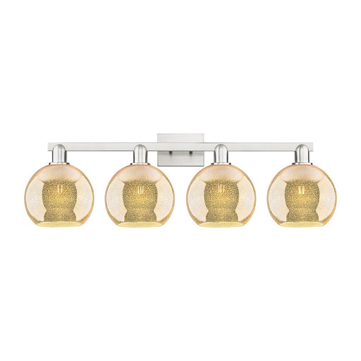 Innovations Athens 35in 4-Light Bath Vanity Light | Industrial Brushed Satin Nickel and Mercury Glass | Bathroom Vanity & Powder | Model 716-4W-SN-G128-8