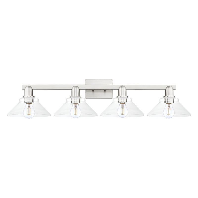 Innovations Orwell 35in 4-Light Bath Vanity Light | Industrial Brushed Satin Nickel and Clear Glass | Bathroom Vanity | Model 716-4W-SN-G132