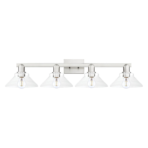 Innovations Orwell 35in 4-Light Bath Vanity Light | Industrial Brushed Satin Nickel and Clear Glass | Bathroom Vanity | Model 716-4W-SN-G132