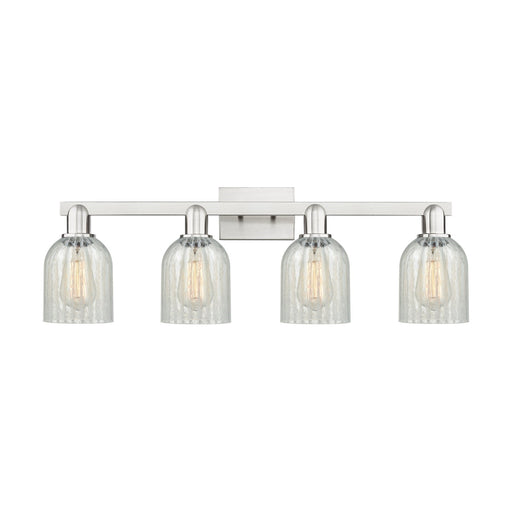 Innovations Caledonia 32in 4-Light Bath Vanity | Industrial Brushed Satin Nickel and Mouchette Glass | Bathroom Vanity Light | Model 716-4W-SN-G2511