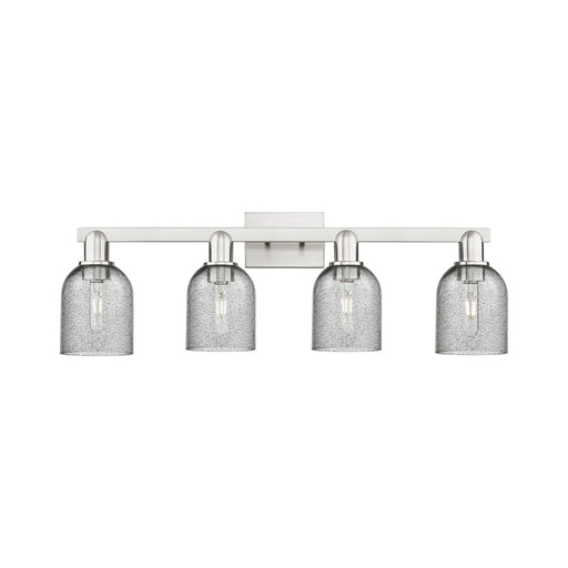 Innovations Caledonia 32in 4-Light Bath Vanity Light | Industrial Brushed Satin Nickel and Charcoal Glass | Bathroom Vanity | Model 716-4W-SN-G257