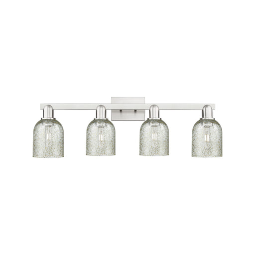 Innovations Caledonia 32in 4-Light Bath Vanity Light | Industrial Brushed Satin Nickel and Mica Glass | Bathroom Vanity | Model 716-4W-SN-G259