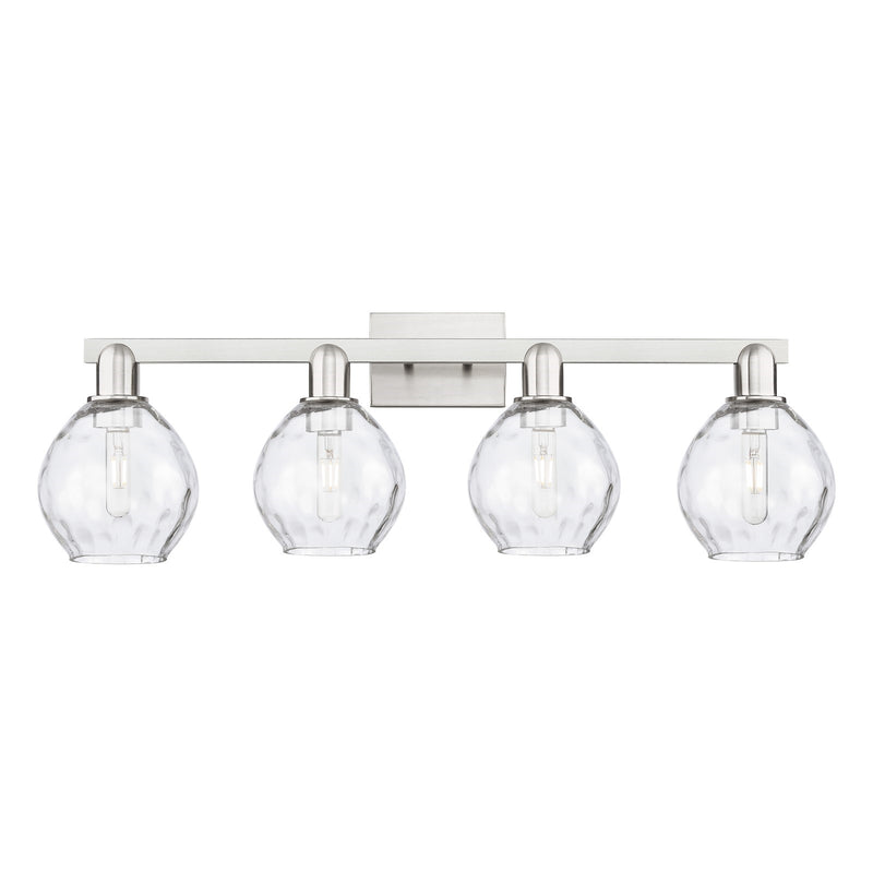Innovations Waverly 33in 4-Light Bath Vanity | Industrial Brushed Satin Nickel and Clear Glass | Bathroom Vanity Light | Model 716-4W-SN-G362