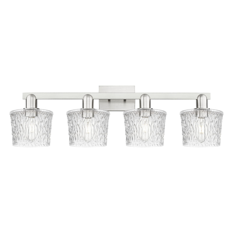 Innovations Niagara 34in 4-Light Bath Vanity Light | Industrial Brushed Satin Nickel Steel and Clear Glass | Bathroom Vanity | Model 716-4W-SN-G402