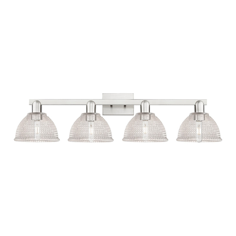 Innovations Arietta 35in 4-Light Bath Vanity | Industrial Brushed Satin Nickel and Clear Glass | Bathroom Vanity Light | Model 716-4W-SN-G422