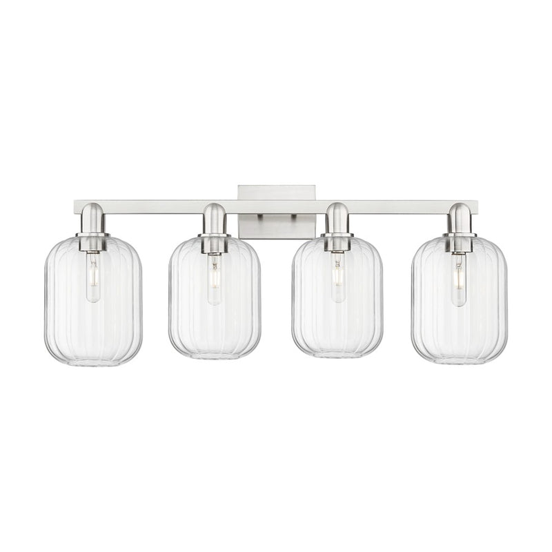 Innovations Preston 4Lt 36" Jar Bath, Satin Nickel/Clear - 716-4W-SN-G460-7CL