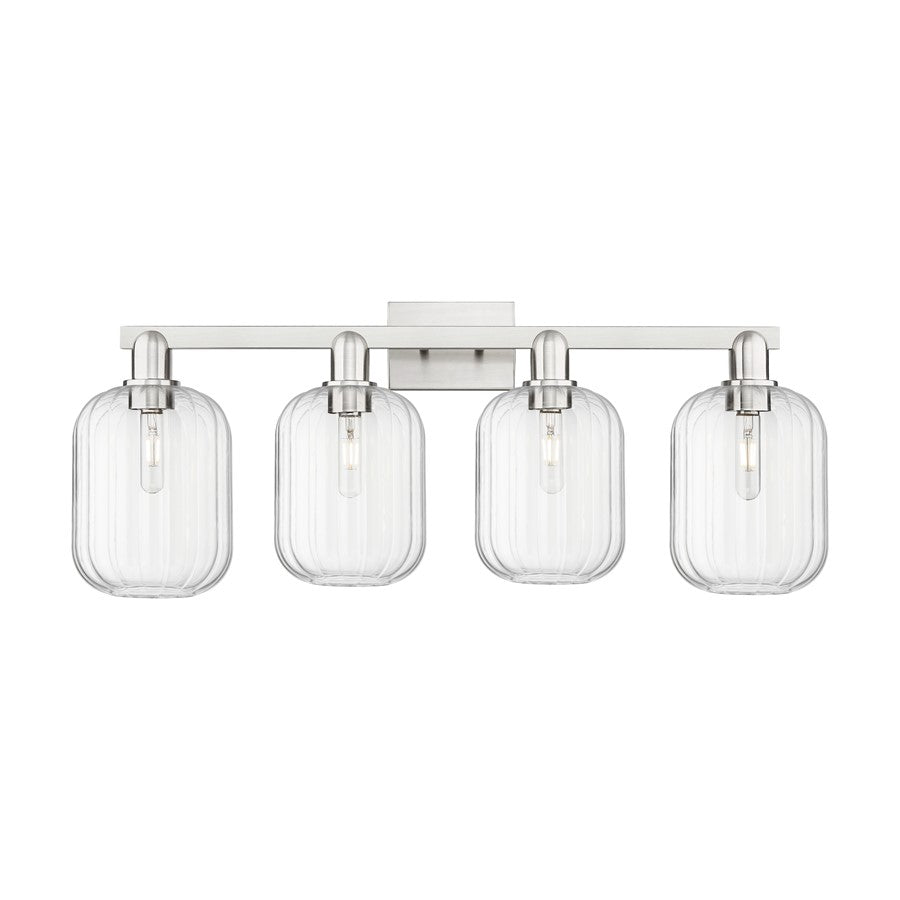 Innovations Preston 4Lt 36" Jar Bath, Satin Nickel/Clear - 716-4W-SN-G460-7CL