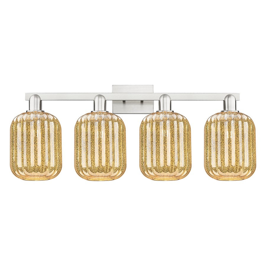 Innovations Preston 4Lt 36" Jar Bath, Satin Nickel/Mercury - 716-4W-SN-G460-7ME