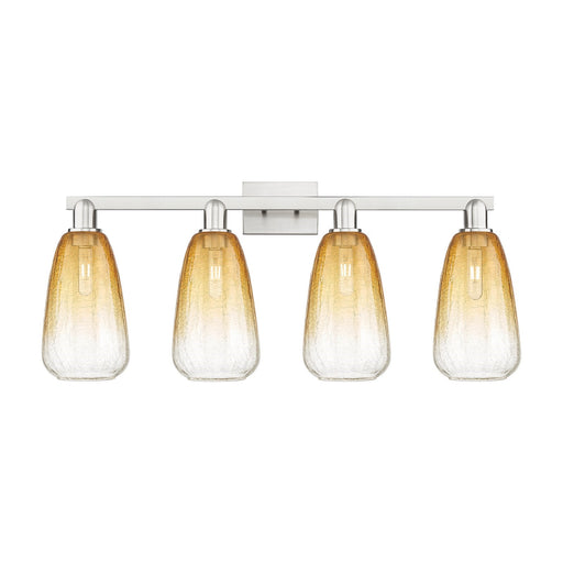 Innovations Brookhaven Almond 36in 4-Light Bath Vanity Light | Industrial Brushed Satin Nickel and Amber Glass | Bathroom | Model 716-4W-SN-G480-6AM