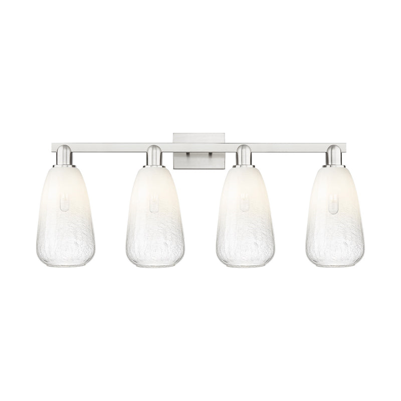 Innovations Brookhaven Almond 36in 4-Light Bath Vanity Light | Industrial Brushed Satin Nickel and Opal Glass | Bathroom Vanity | Model 716-4W-SN-G480-6OP