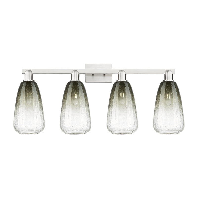 Innovations Brookhaven Almond 33in 4-Light Bath Vanity Light | Industrial Brushed Satin Nickel and Slate Glass | Bathroom | Model 716-4W-SN-G480-6SL