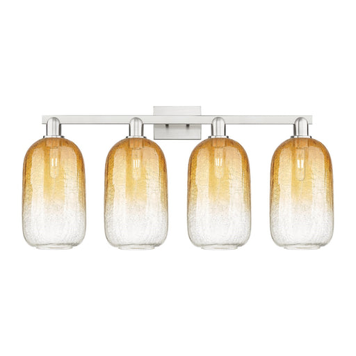 Innovations Brookhaven Cloche 36in 4-Light Bath Vanity Light | Industrial Brushed Satin Nickel and Amber Glass | Bathroom | Model 716-4W-SN-G482-7AM