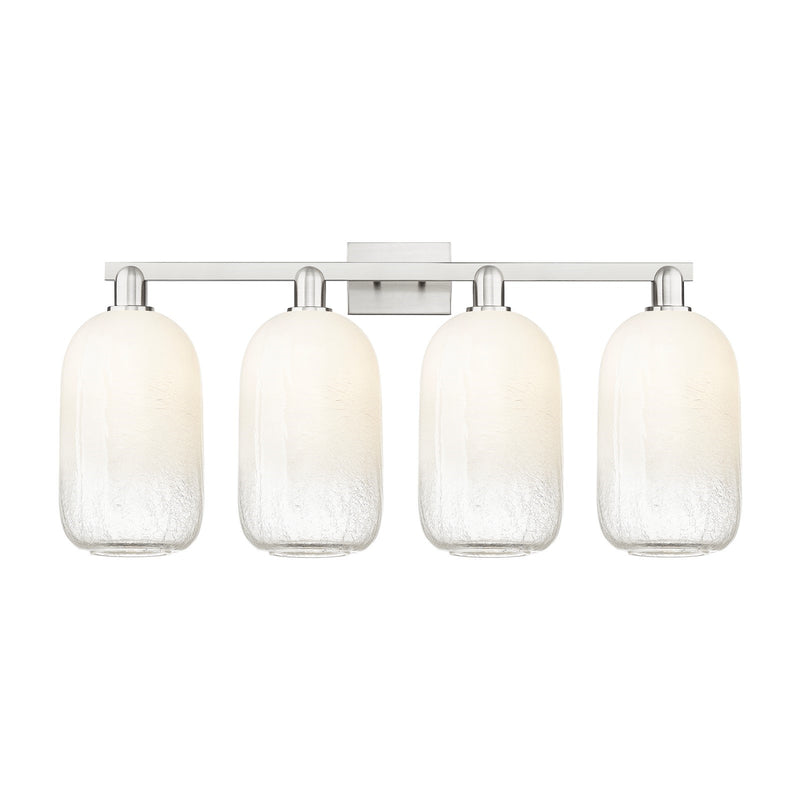Innovations Brookhaven Cloche 36in 4-Light Bath Vanity Light | Industrial Brushed Satin Nickel and Opal Glass | Bathroom Vanity | Model 716-4W-SN-G482-7OP