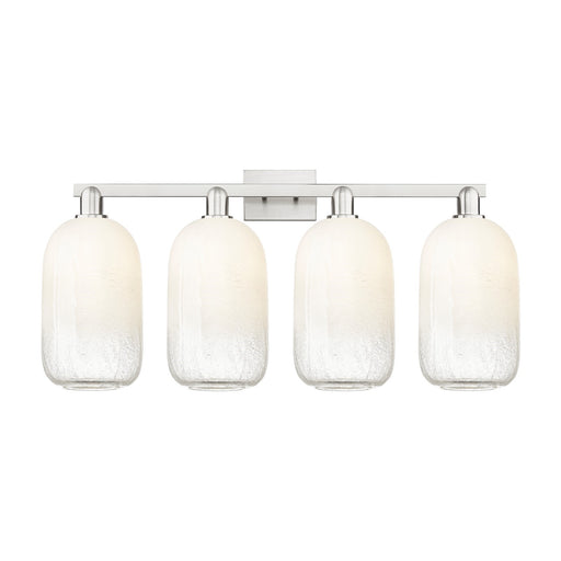 Innovations Brookhaven Cloche 36in 4-Light Bath Vanity Light | Industrial Brushed Satin Nickel and Opal Glass | Bathroom Vanity | Model 716-4W-SN-G482-7OP