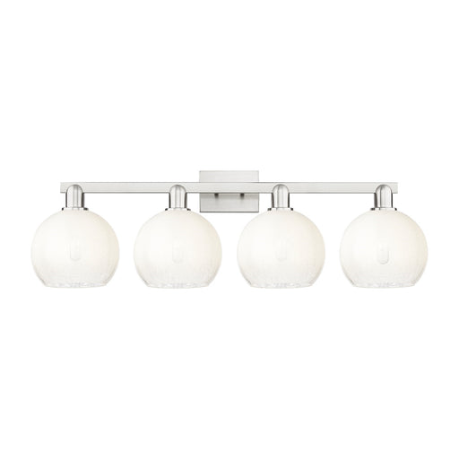Innovations Brookhaven Globe 35in 4-Light Bath Vanity Light | Industrial Brushed Satin Nickel and Opal Glass | Bathroom Vanity | Model 716-4W-SN-G483-8OP