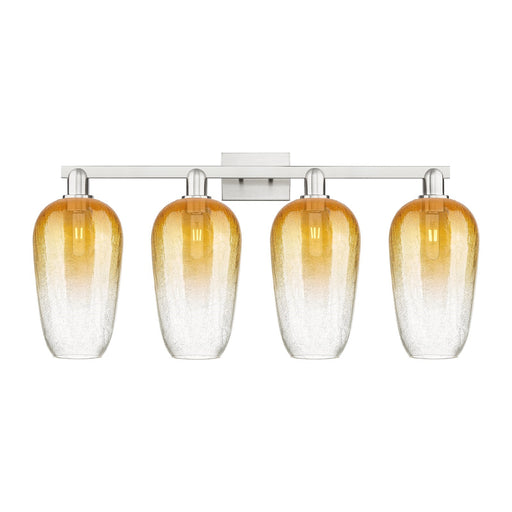 Innovations Brookhaven Flute 34in 4-Light Bath Vanity Light | Industrial Brushed Satin Nickel and Amber Glass | Bathroom Vanity | Model 716-4W-SN-G484-7AM