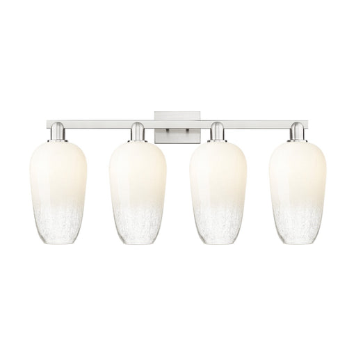 Innovations Brookhaven Flute 34in 4-Light Bath Vanity Light | Industrial Brushed Satin Nickel and Opal Glass | Bathroom Vanity | Model 716-4W-SN-G484-7OP