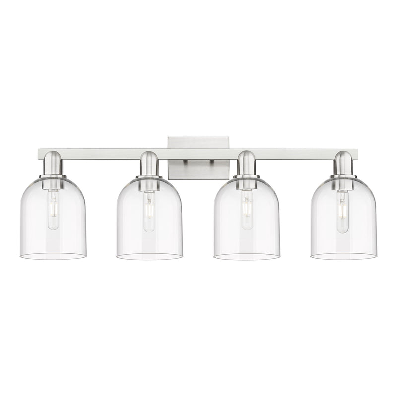 Innovations Bella 33in 4-Light Bath Vanity Light | Industrial Brushed Satin Nickel and Clear Glass | Bathroom Vanity | Model 716-4W-SN-G558-6CL