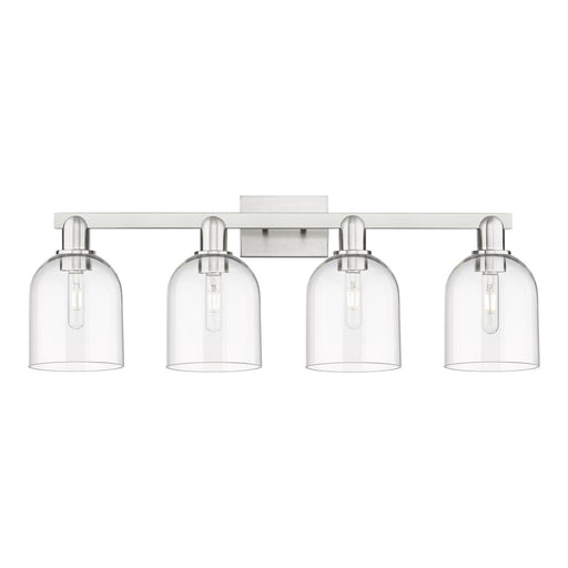 Innovations Bella 33in 4-Light Bath Vanity Light | Industrial Brushed Satin Nickel and Clear Glass | Bathroom Vanity | Model 716-4W-SN-G558-6CL