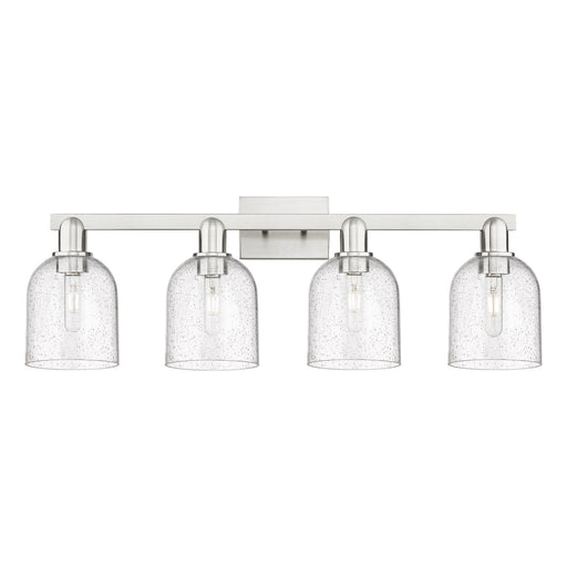Innovations Bella 33in 4-Light Bath Vanity | Industrial Brushed Satin Nickel and Seedy Glass | Bathroom Vanity Light | Model 716-4W-SN-G558-6SDY