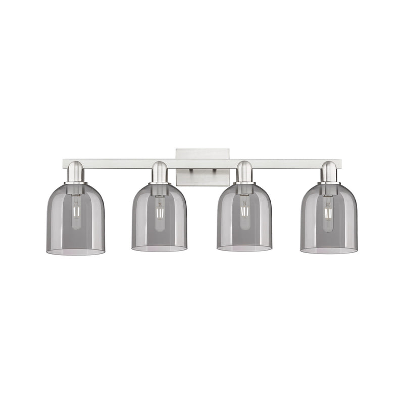 Innovations Bella 33in 4-Light Bath Vanity Light | Industrial Brushed Satin Nickel and Light Smoke Glass | Bathroom Vanity | Model 716-4W-SN-G558-6SM